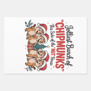 Jolliest Bunch of Chipmunks Funny Rodents Xmas Wrapping Paper Sheet