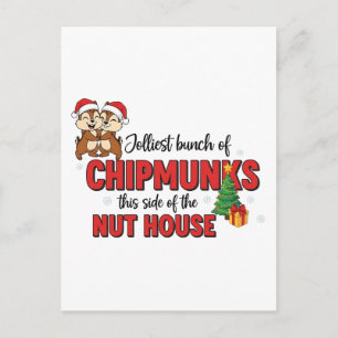 Jolliest Bunch of Chipmunks This Side Christmas  Postcard