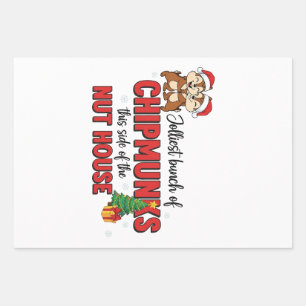 Jolliest Bunch of Chipmunks This Side Christmas Wrapping Paper Sheet