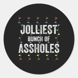 Jolliest Bunch Of Holes Christmas Lights Funny Chr Classic Round Sticker