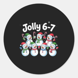 Jolly 6 7 Six Seven Meme Christmas Women Men Kids  Classic Round Sticker