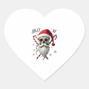 Jolly Af Christmas Skull Santa Hat Happy Xmas Holi Heart Sticker