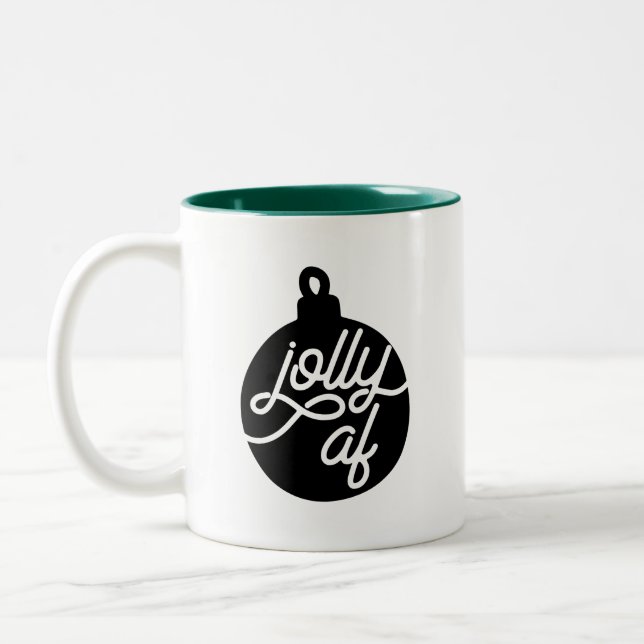 Jolly AF Christmas Two-Tone Coffee Mug (Left)