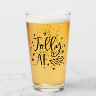 Jolly AF   Fun Christmas Drinking Humour Glass