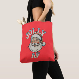 Jolly AF Funny Santa Christmas Xmas Holiday Party Tote Bag