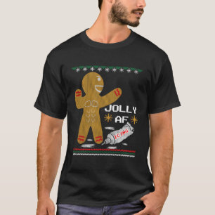 Jolly Af Gingerbread Man Body Builder Ugly Christm T-Shirt