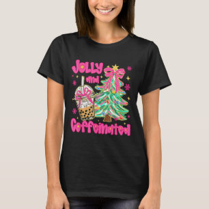 Jolly & Caffeinated Coffee Coquette Bow Xmas T T-Shirt