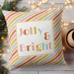 Jolly and Bright Colourful Stripes Christmas Cushion