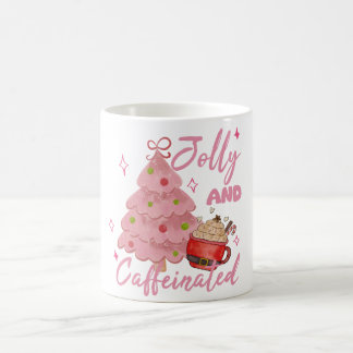 Jolly and Caffeinated Christmas Tree Coffee Design Coffee Mug