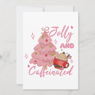 Jolly and Caffeinated Christmas Tree Coffee Design Invitation