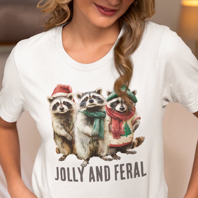 Jolly and Feral Racoon Christmas T-Shirt (Creator Uploaded)