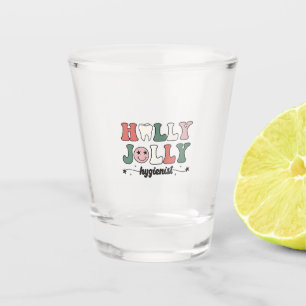 Jolly and Hygienist dental dentist Christmas Santa Shot Glass