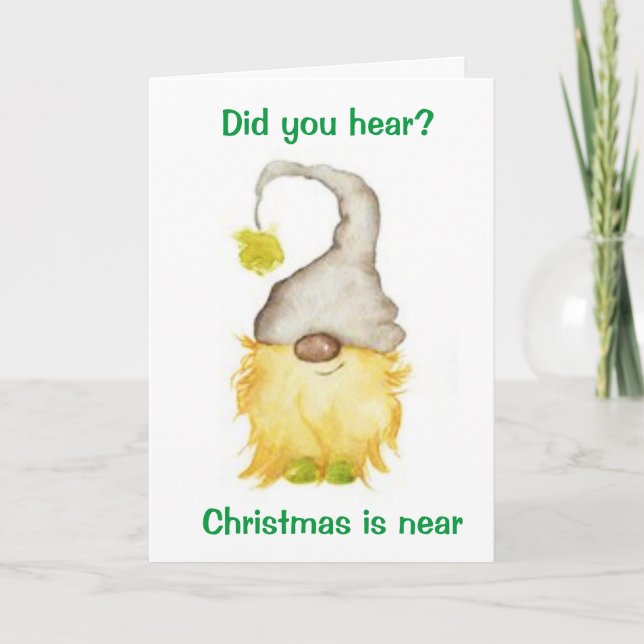 JOLLY AND VERY MERRY GNOME JUST FOR "YOU" HOLIDAY CARD (Front)