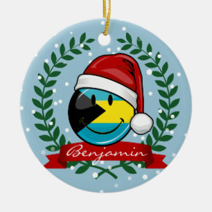 Jolly Bahamas Flag Christmas Style Ceramic Tree Decoration