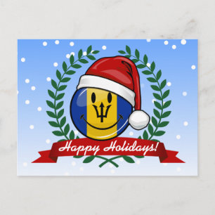 Jolly Barbados Flag Christmas Style Holiday Postcard