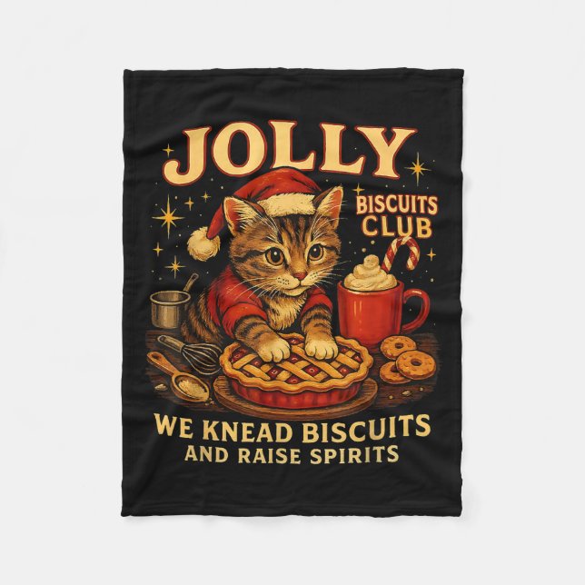 Jolly Biscuits Club We Knead Cat Xmas  Fleece Blanket (Front)