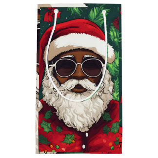 Jolly Black Santa Christmas Gift Bag