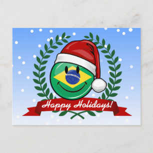 Jolly Brazilian Flag Christmas Style Holiday Postcard