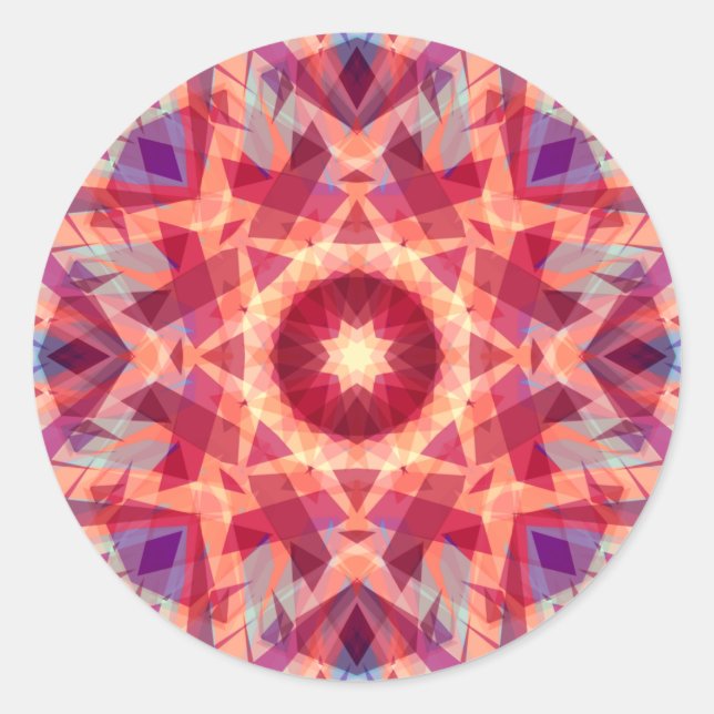 Jolly Bright Red Golden Christmas Star Decorative  Classic Round Sticker (Front)