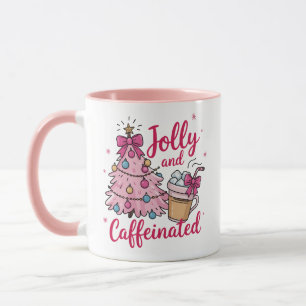 Jolly & Caffeinated Cofee Christmas Retro Trendy Mug