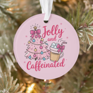 Jolly & Caffeinated Cofee Christmas Retro Trendy Ornament