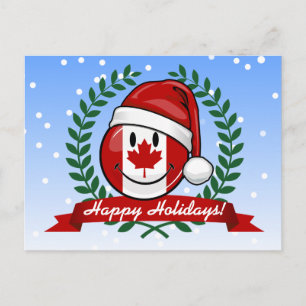 Jolly Canadian Flag Christmas Style Holiday Postcard