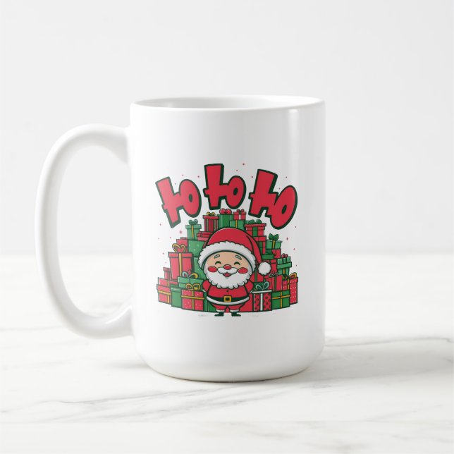Jolly Cartoon Santa Christmas-67748 Coffee Mug (Left)