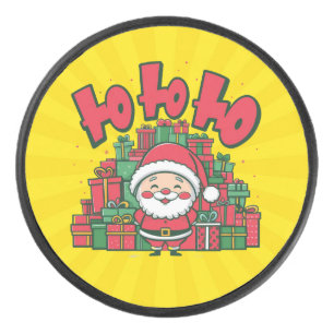 Jolly Cartoon Santa Christmas-67748 Hockey Puck