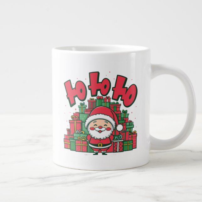 Jolly Cartoon Santa Christmas-67748 Large Coffee Mug (Right)