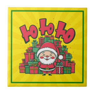 Jolly Cartoon Santa Christmas Ceramic Tile