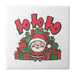 Jolly Cartoon Santa Christmas Ceramic Tile