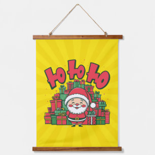 Jolly Cartoon Santa Christmas Hanging Tapestry
