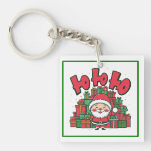 Jolly Cartoon Santa Christmas Key Ring