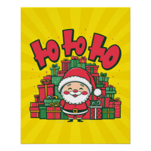 Jolly Cartoon Santa Christmas Poster