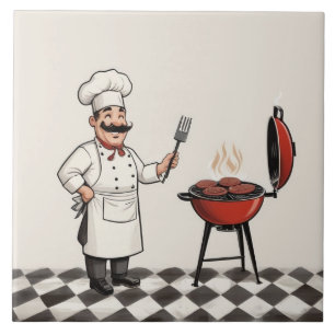 Jolly Chef Burger: Cook grilling hamburgers on BBQ Ceramic Tile