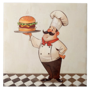 Jolly Chef Burger: Cook Presents Hamburger Kitchen Ceramic Tile