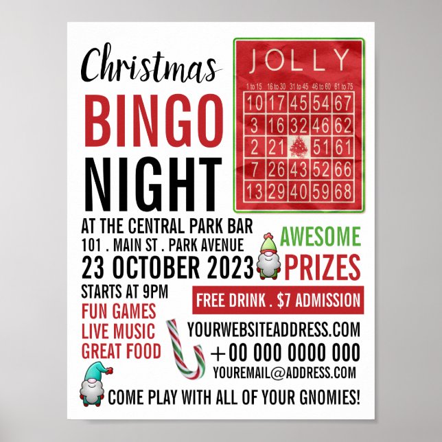 Jolly Christmas, Bingo Night Advertising Poster (Front)