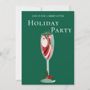 Jolly Christmas Cheers Santa champagne Holiday Invitation