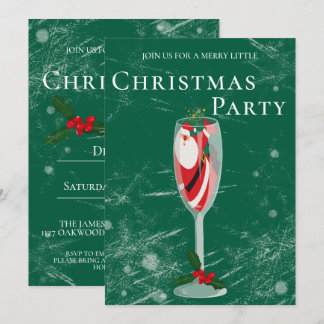 Jolly Christmas Cheers with Santa champagne Invitation