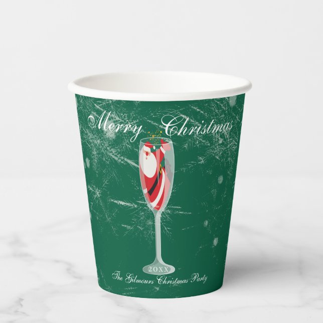 Jolly Christmas Cheers with Santa Champagne winter Paper Cups (Front)