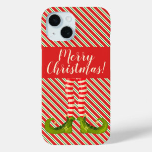 Jolly Christmas Elf Legs and Stripes iPhone 15 Case