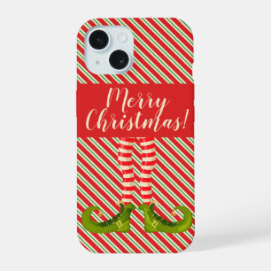 Jolly Christmas Elf Legs and Stripes iPhone 15 Case