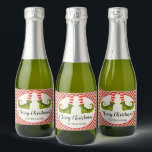 Jolly Christmas Elf Legs Stripes Holiday Mini Sparkling Wine Label<br><div class="desc">Fun elf legs wearing red and ivory striped tights and green boots with jingle bells, and your holiday Christmas greeting in chic lettering, personalise these MINI sparkling wine bottle labels to serve at your holiday party or to give as gifts or party favours, business gifts, corporate gifts, CHANGE THE WORDING...</div>
