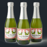 Jolly Christmas Elf Legs Stripes Holiday Mini Sparkling Wine Label<br><div class="desc">Fun elf legs wearing red and ivory striped tights and green boots with jingle bells, and your holiday Christmas greeting in chic lettering, personalise these MINI sparkling wine bottle labels to serve at your holiday party or to give as gifts or party favours, business gifts, corporate gifts, CHANGE THE WORDING...</div>