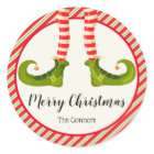 Jolly Christmas Elf Legs Stripes Holiday ROUND
