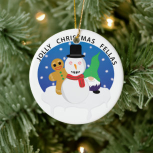 Jolly Christmas Fellas Ceramic Ornament