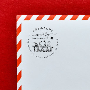 Jolly Christmas Gnomes Family Return Address Self-inking Stamp