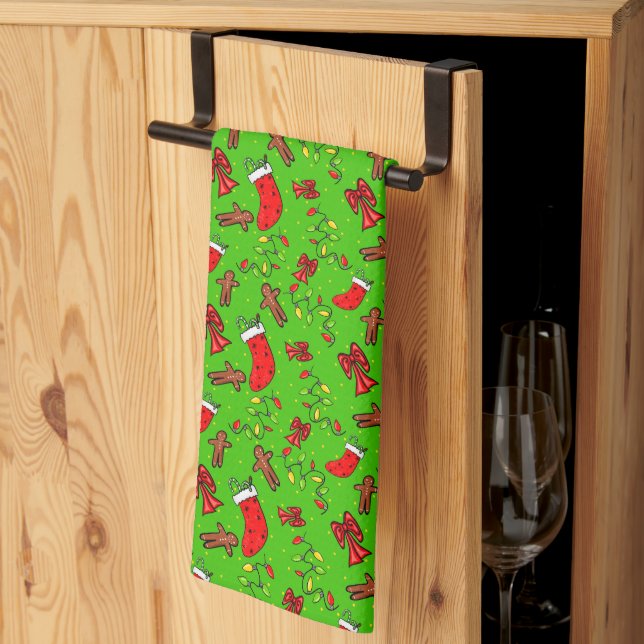 Jolly Christmas_green Tea Towel (Thirds Fold)