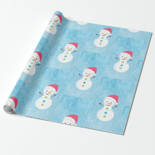 Jolly Christmas Holiday Snowman Pattern Wrapping Paper