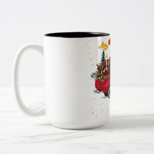 Jolly Christmas Overloaded Truck Two-Tone Coffee Mug